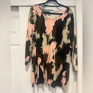 Avenue Camouflage Sweater - Pink, Black, and Tan- Plus Size 26/28